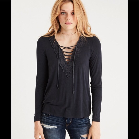 American Eagle Teal Long Sleeve shirt size S - Picture 2 of 8